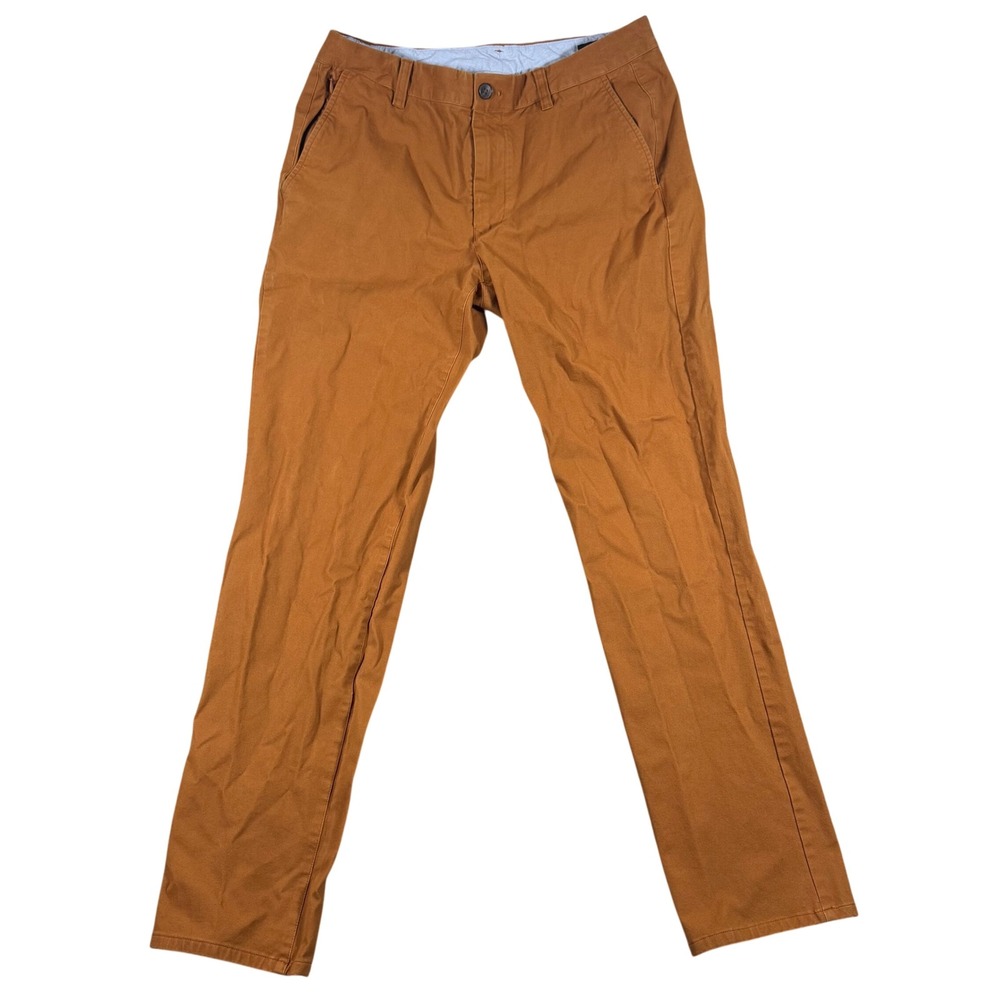 Bonobos Chinos Mens 33x32 Burnt Orange Slim Fit Washed Cotton Stretch Pants